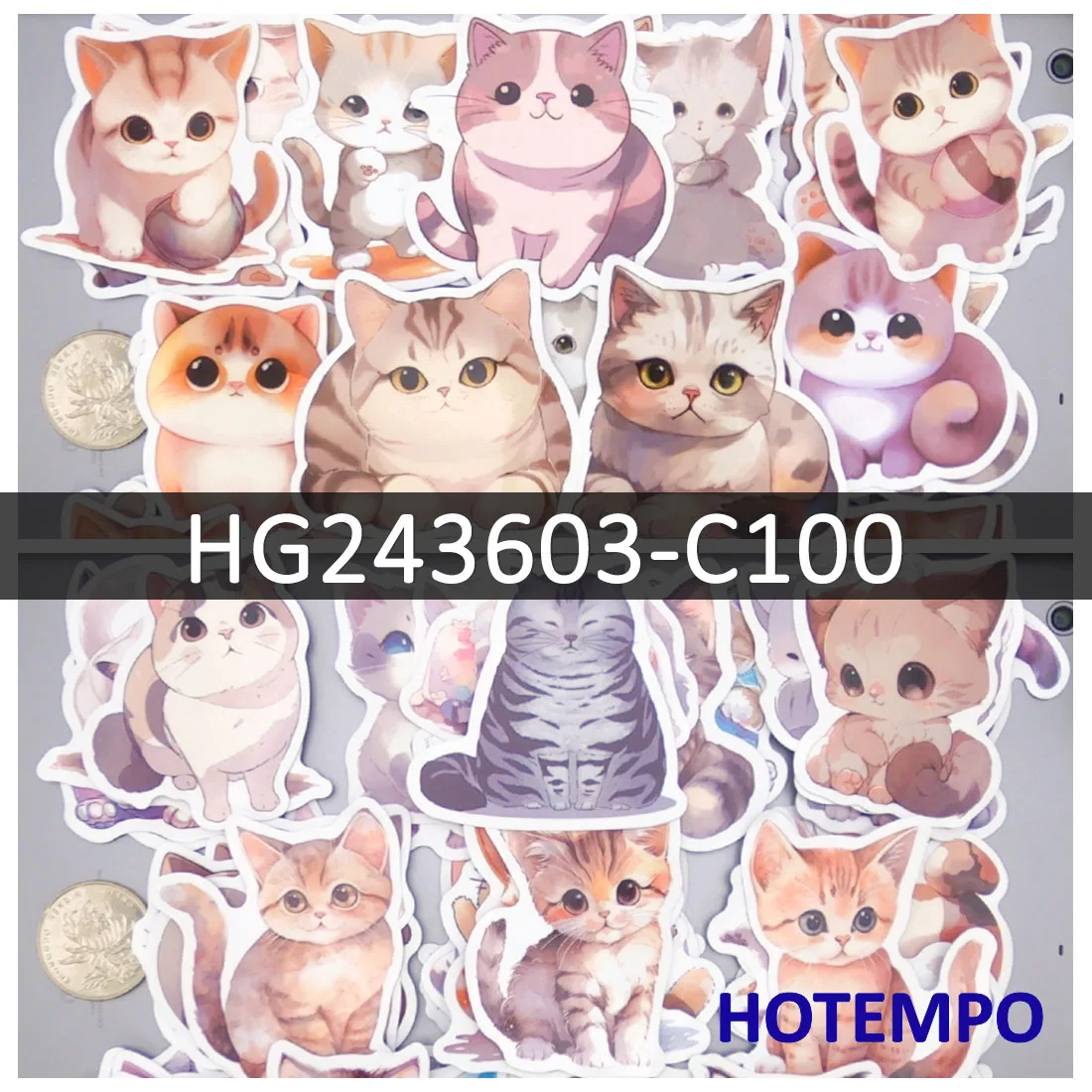 Cat Stickers, Watercolor Painting Art Graffiti, Cute Pets Cartoon Animals, for DIY Creative Decoration, Funny Sticker, 50/100PCS