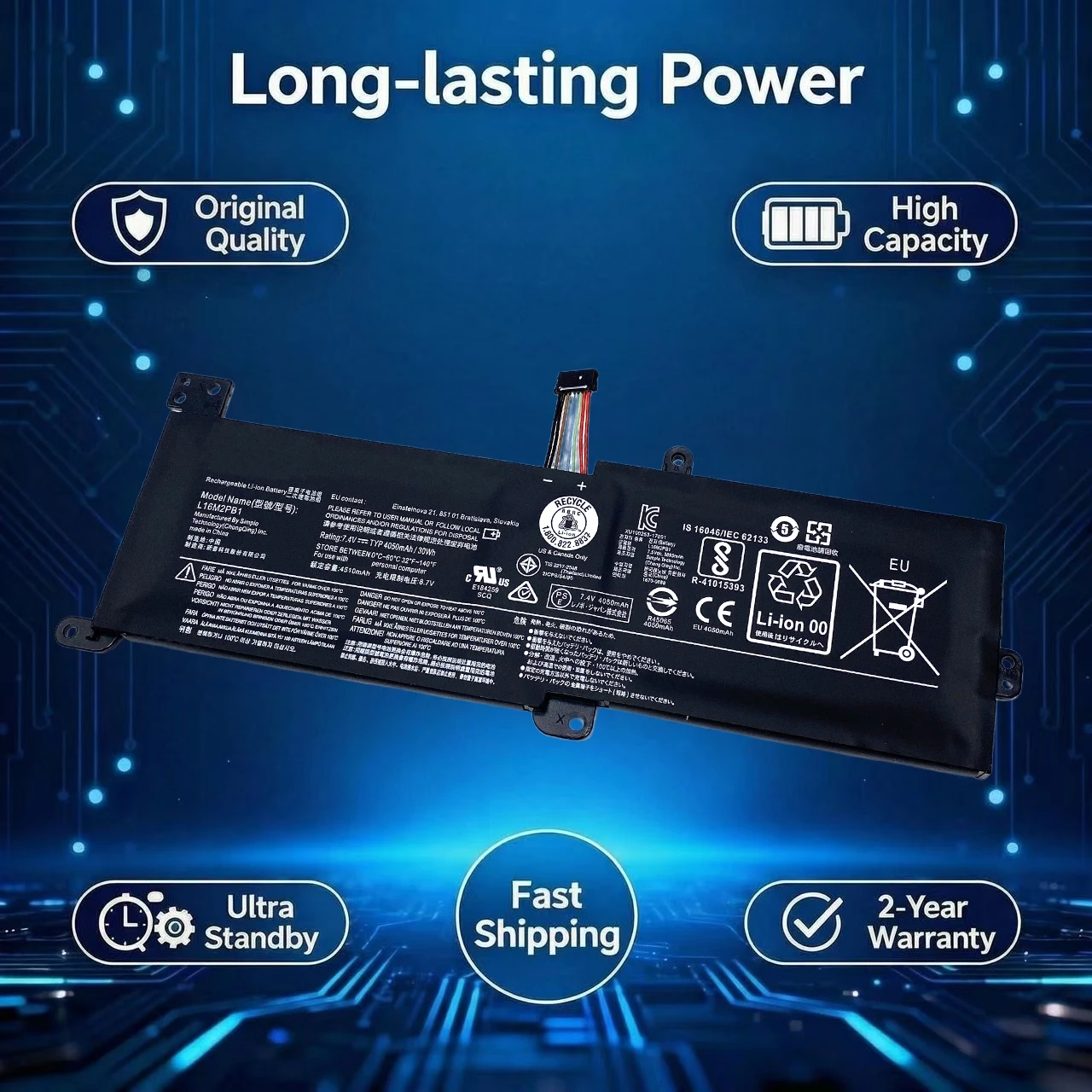 Original L16L2PB1 L16M2PB1 Laptop Battery For Lenovo Ideapad 320-15IKB -15IAP -15AST -15ABR -14ABR 520-15IKBR 330-15ICN L16C2PB1