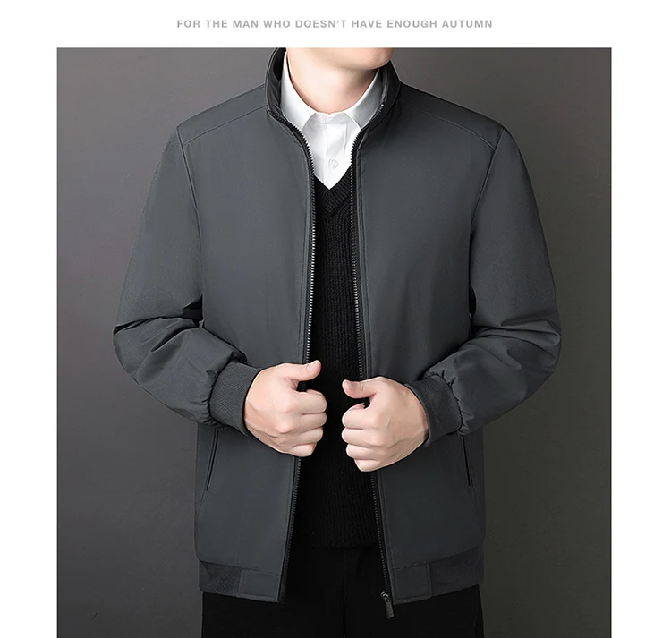 Oversize Fleece Lined Cotton Jacket Men Autumn Winter Thick Warm Business Stand Collar Coat For Middle Aged Fathers Daily Formal