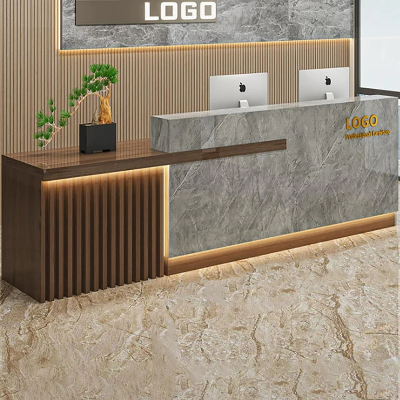 Luxury Modern Reception Desk Display Salon Reception Desk Beauty Office Trendy Aesthetic Bancone Commercial Furniture