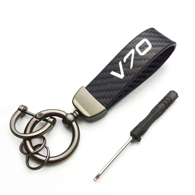 حلقات مفاتيح سيارة بإبزيم حدوة حصان متينة للرجال والنساء ، حلقات مفاتيح من جلد الغزال ، ملحقات الموضة ، فولفو V70 ، الهدايا