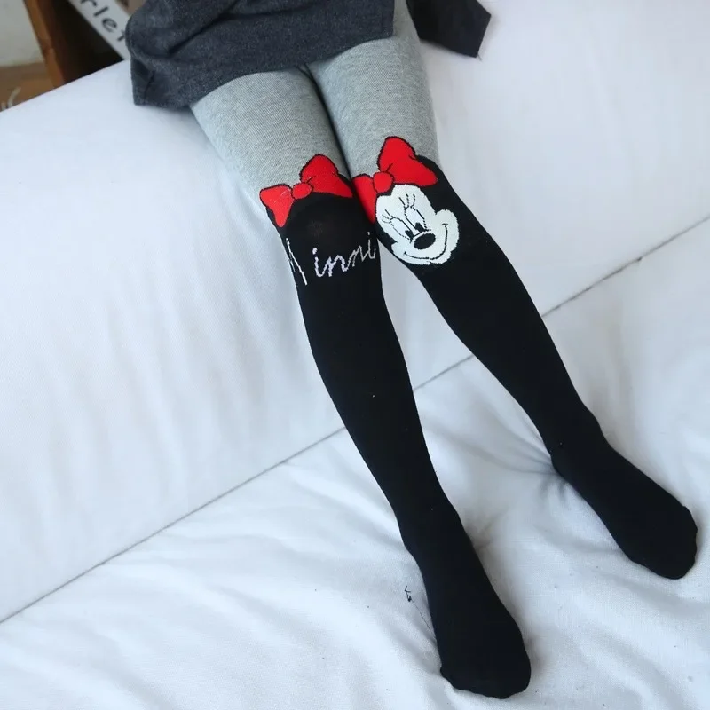 Disney Minnie Mouse Girls Leggings Cotton Autumn Winter Kids Cute Skinny Trousers Children Cartoon Warm Breathable Kawaii Tights