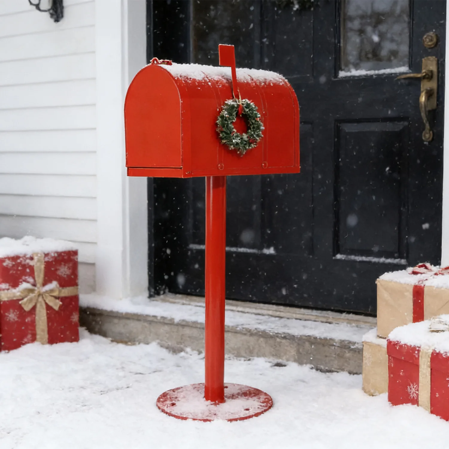 European Vintage Iron Mailbox Handmade Garden Decor Floor Standing Ornament Industrial Style Photo Prop for Courtyard Outdoor