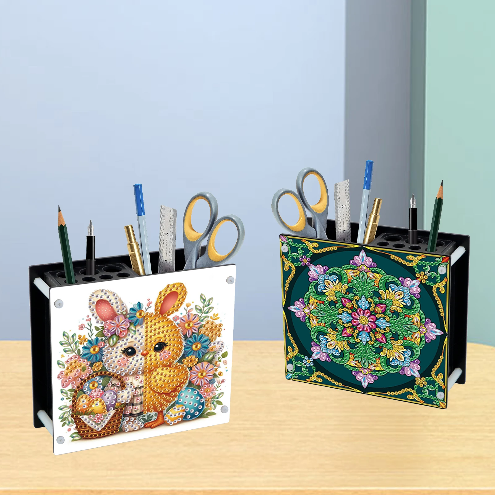 

2Pcs Pen Holder Diamond Art Painting Kit,Cute animals Special Shape Diamond Painting Handmade,Desktop Decoration Storage Gift