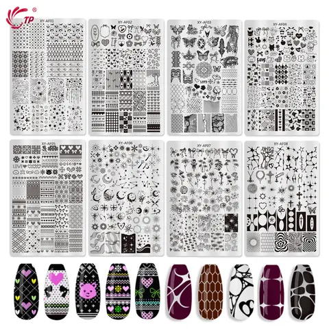 TP Nail Art Templates Butterfly Plaid Design Nail Stamping Plate for Nail DIY Polish Printing Transfer Template Manicure Tools