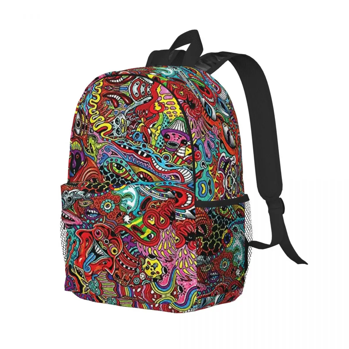 Abstract Drawing Surreal Colourful Psychedelic Art Backpack for Girls Boys School College Travel Bag Bookbag Fits 15 Inch Laptop