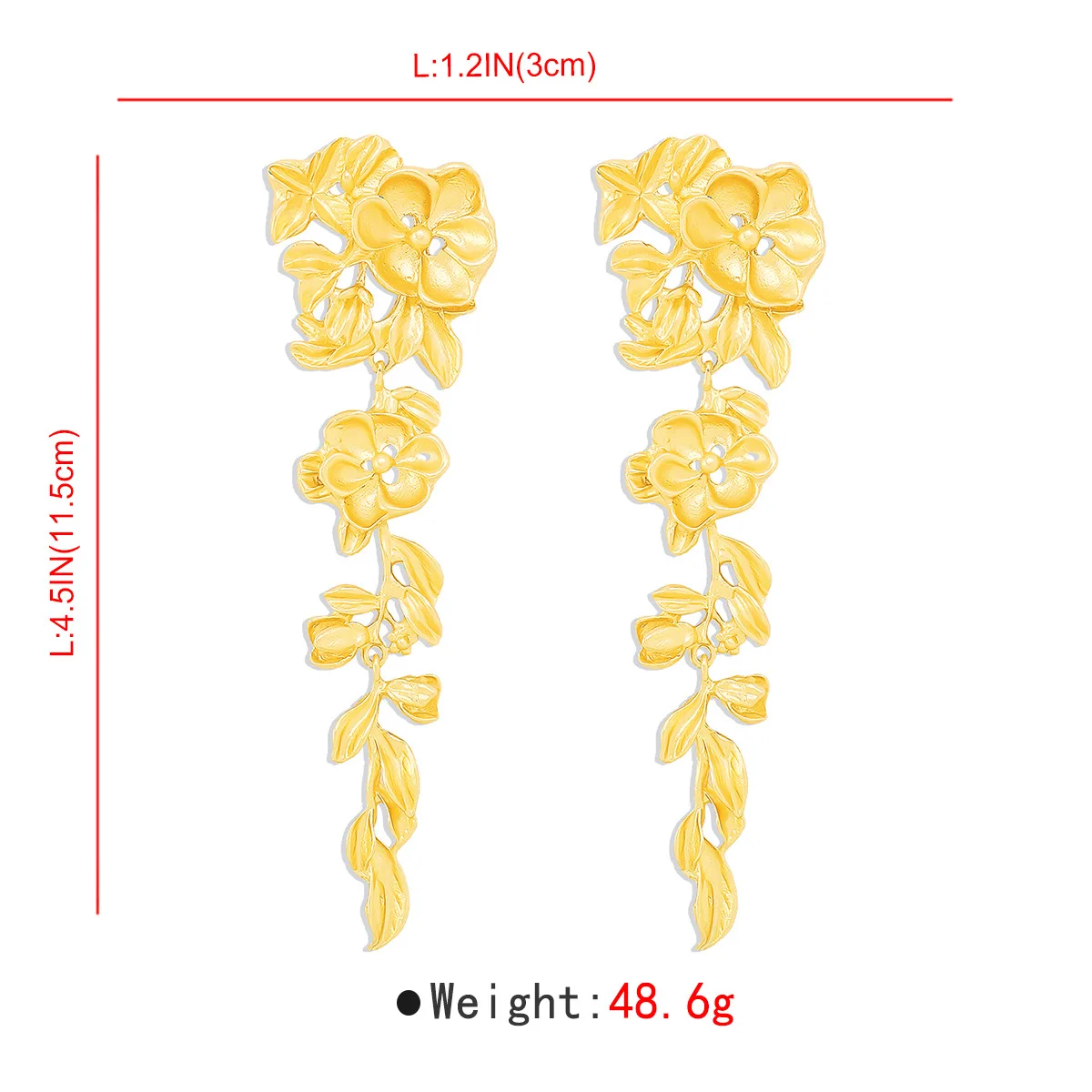 ZAA Long Dangle Flower Drop Earrings Vintage Gold Plated 2024 Trend Casual Holiday Party Jewelry Accessories