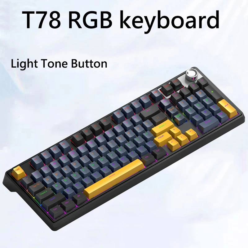 

T78 Tri-Mode Mechanical Gaming Keyboard RGB Backlight Red Axis Wireless Keyboard 99 Keys Hot Swappable For PC Laptop