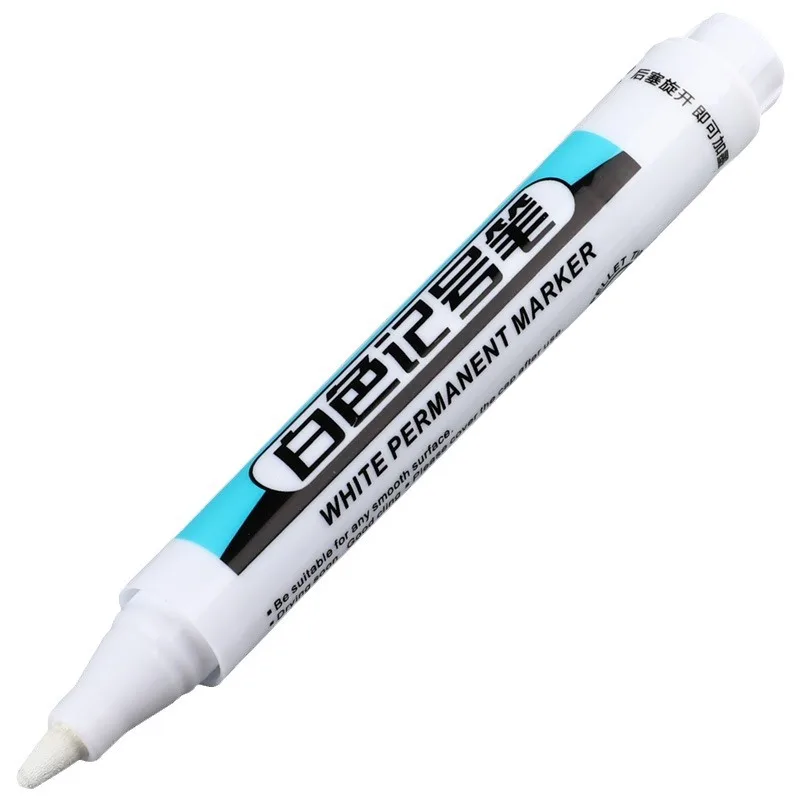 Weißer Marker, ölige, feine Spitze, Kurier, wasserfest, lichtecht, Werbung, Grußkarte, Reifen, Glas, Textmarker, kann nicht gelöscht werden