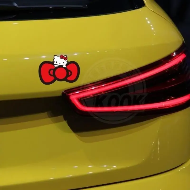 Kawaii Hello Kitty Sticker Bow Tie Car  Water Cup Anime Fashion Accessories Cartoon Decor Exquisite Patch Paster Birthday Gift