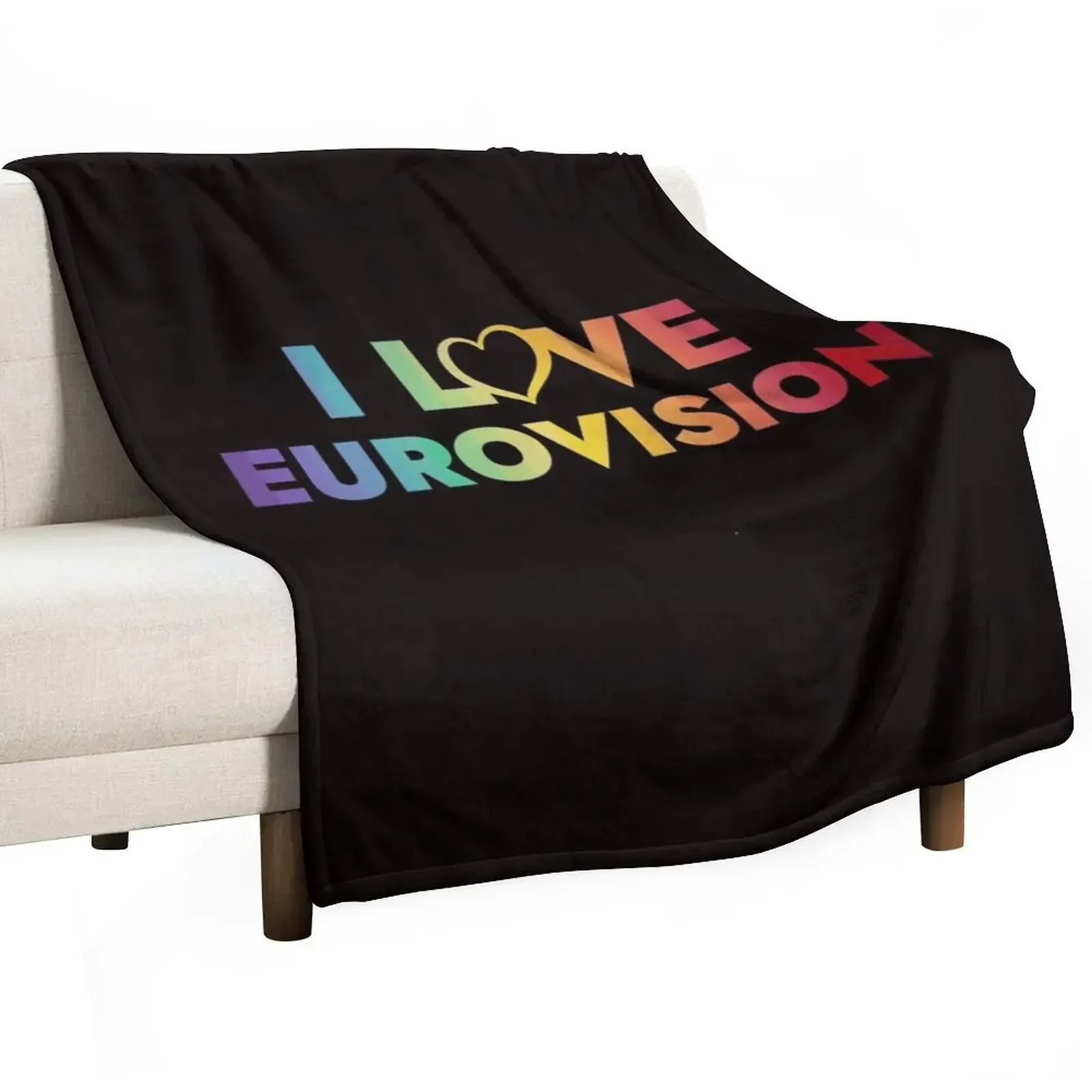 

I love Eurovision - rainbow pattern Throw Blanket Luxury Bed linens Blankets