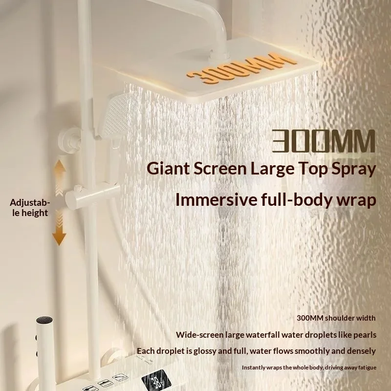 Premium Shower Set Copper Cold Rain Shower System Thermostatic Digital Pressure Boost Home Bathroom Collection Shower Head Sets
