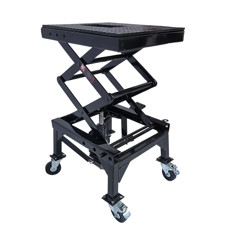 Heavy Duty Powerful Wide Deck Foldable Scissor Lift Stand Motorcycle Front Head Lift Paddock Stand for  Motorbike Maintenance