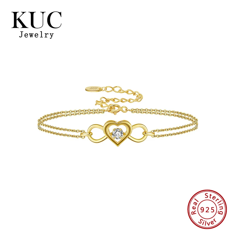 

18K Gold Plated 925 Sterling Silver Brazalete Pulsera Cubic CZ Heart Zircon Design Bracelet for Women Gift
