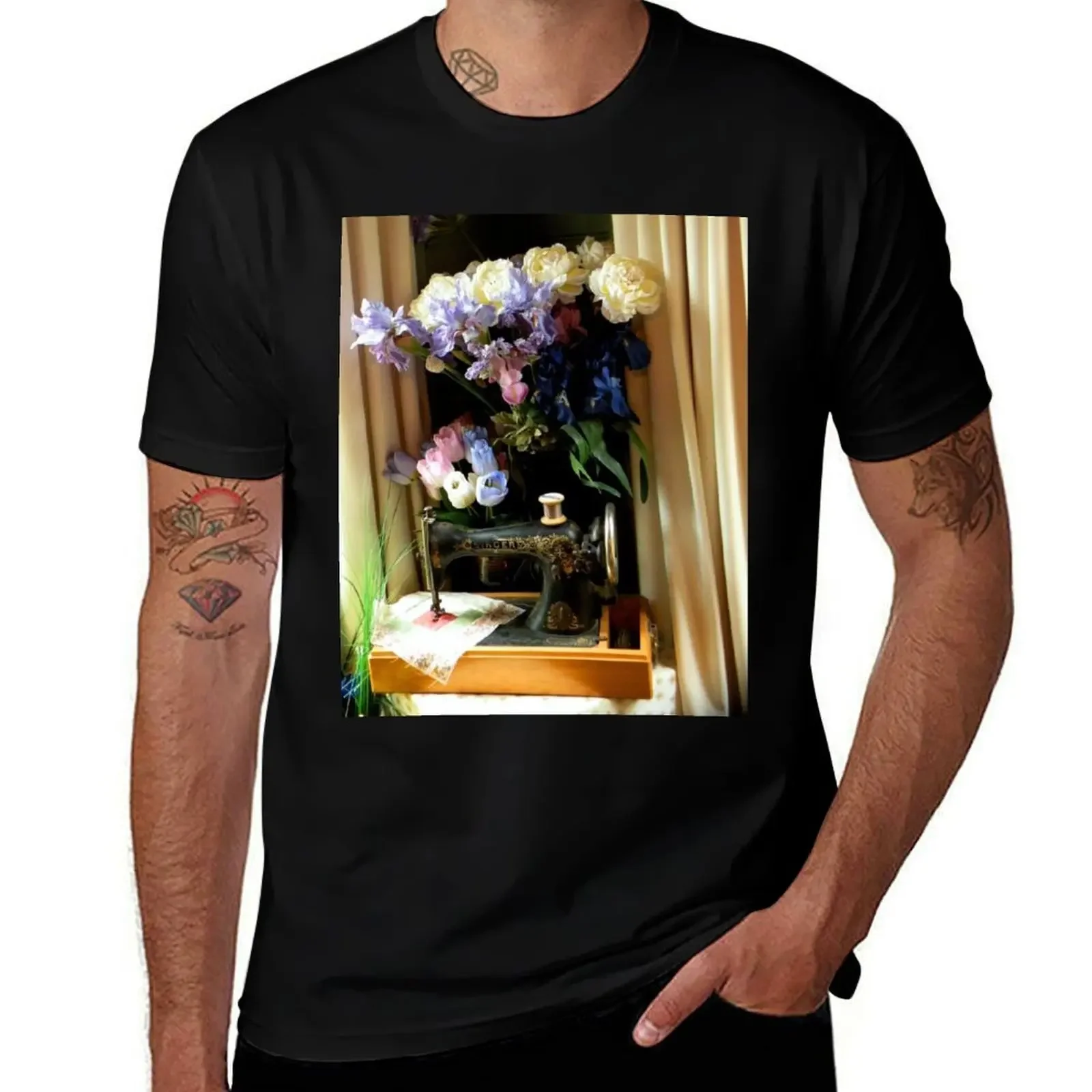 

Yesterday's Singer Sewing Machine T-Shirt Louboutins vintage clothes topping men tshirt