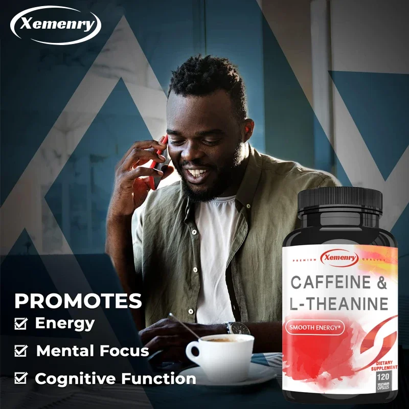 Cafeïne 50 mg en L-Theanine 100 mg - Voedingscapsules geïmporteerd uit de Verenigde Staten