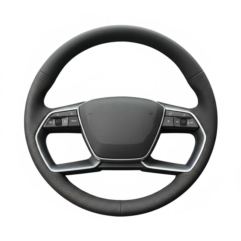 

`Hand Sewing Steering Wheel Cover For 2019 Audi A8 L Microfiber Leather