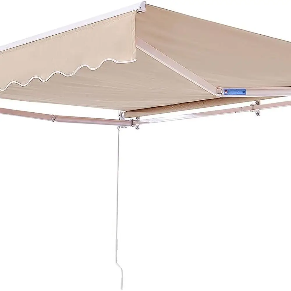 

8' x 7' Retractable Patio Awning, Waterproof Polyester Shade with Crank for Outdoor Spaces