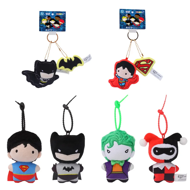 -9cm Batman Superman Plush Keychain DC Justice League 9cm Harley Quinn Joker Cute Cartoon Movie Dolls Creative Christmas Gifts