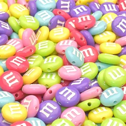 50/100/300PCS, Acrylic M&m Beads, 14mm Mixed Color Round Charms for Bracelets, Necklace, DIY Jewelry Making