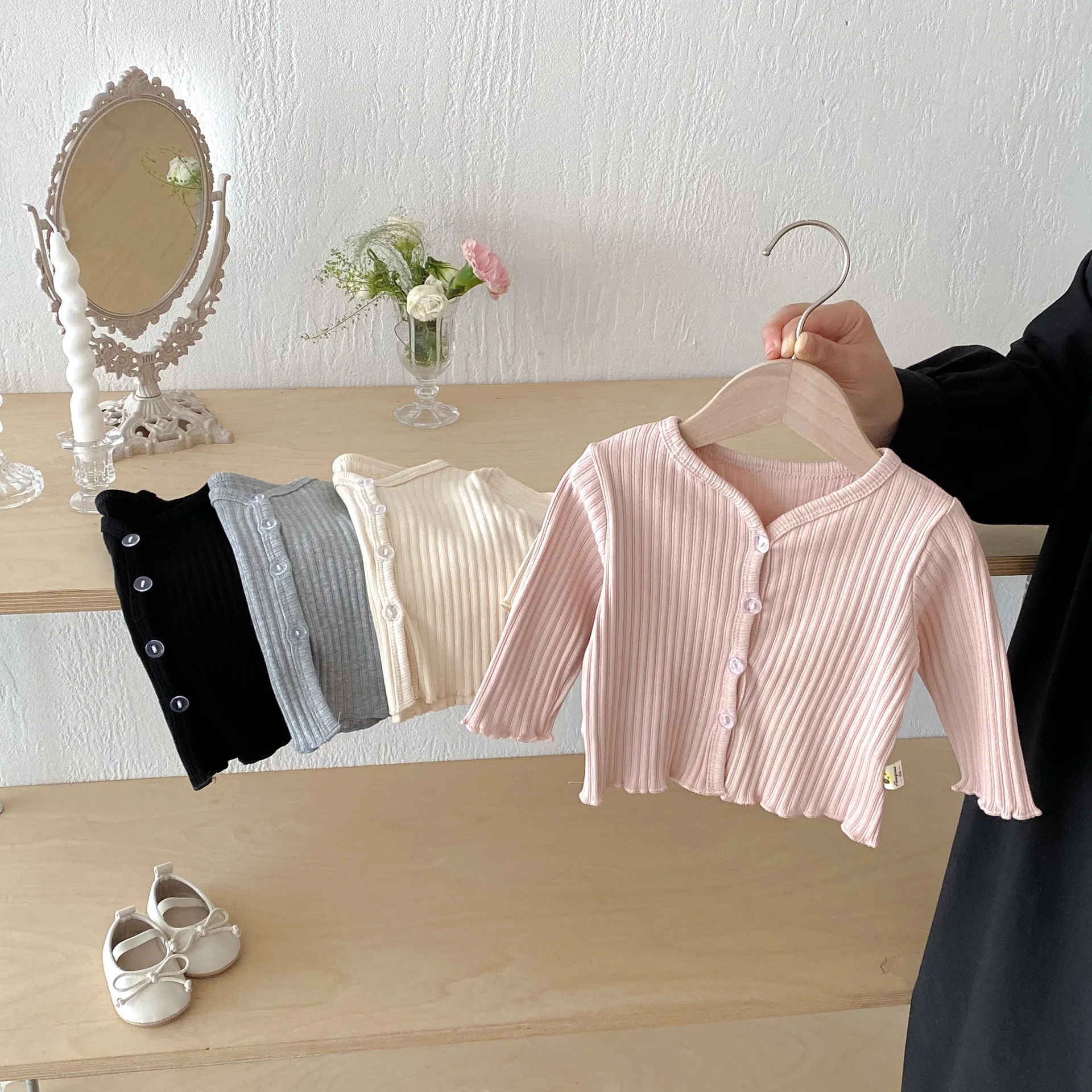 Infant Casual Jacket Cotton Toddler Clothes 2025 Autumn New Baby Long Sleeve Knitted Cardigan Solid Girls Ribbed Sweater Coat