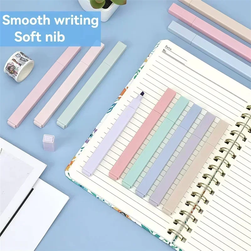 Cute Aesthetic Fluorescent Pen Soft Tip School Office Supplies Highlighters Pens Pastel Highlighters Marker Pen art marker