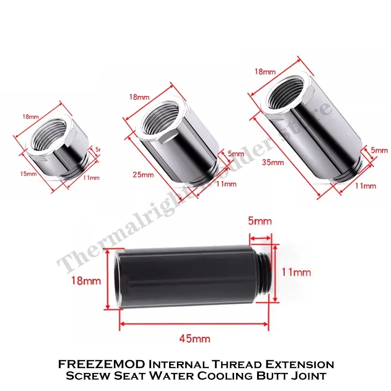 FREEZEMOD Accesorio de extensión de refrigeración por agua M-F Adaptador extensor niquelado Negro Plata Gris Blanco FYCLZ-M40-10