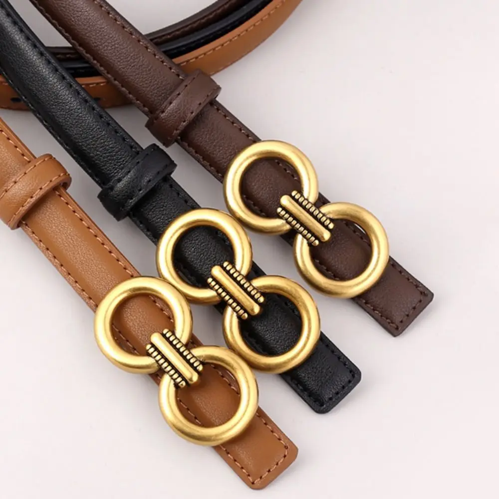 

Casual Versatile Genuine Leather Belt Luxury Design Women Metal Slide Buckle Belt Trouser Dress Belts