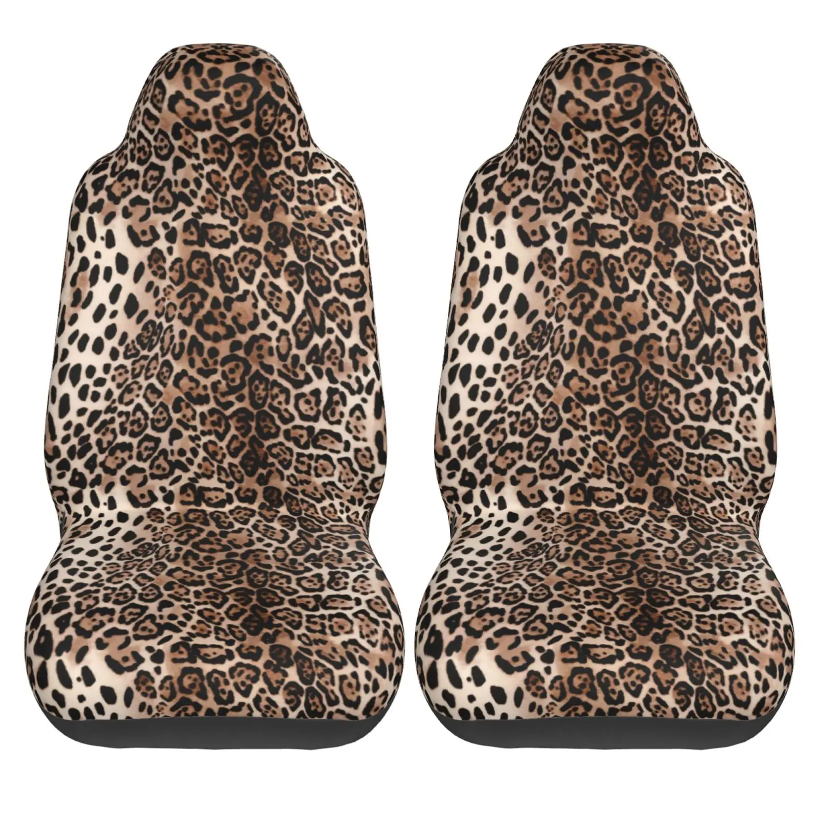 Abstract Wild Animal Brown Leopard Print Car Seat Covers for Women Man Universal Auto Front Seats Protector Fits for Car SUV