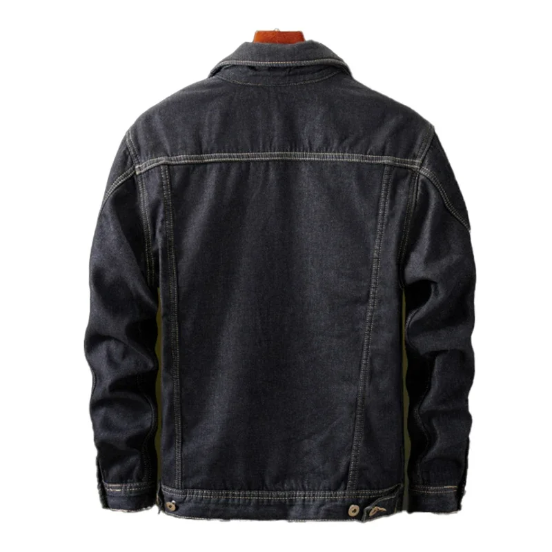 Jaket jins Denim Vintage, jaket Denim Liner wol bulu hangat, hitam, Vintage, jaket Luaran, jaket Denim Parka musim dingin, jaket dan mantel tebal trendi