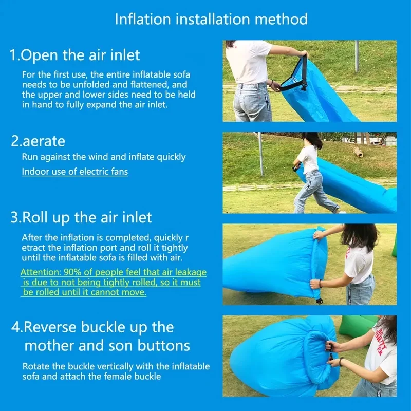 Portable Inflatable Sofa Lounger Lightweight Waterproof Air Couch Fast Inflation Foldable Seat for Beach Pool Camping Travel view 3