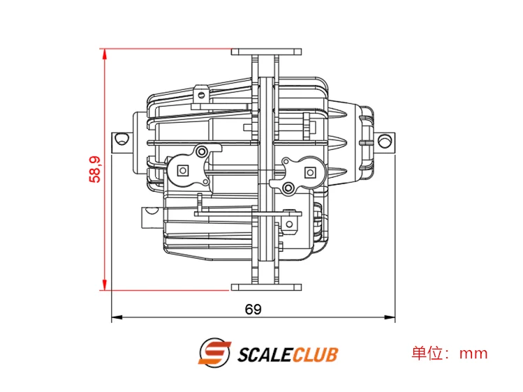 Metall-Verteilergetriebe mit abschließbarem Zentraldifferenzial und Antriebsabschaltung, V/H-Antriebsumschalter für 1/10 1/14 Crawler/Off-Road/Truck Scaleclub – Detail 3