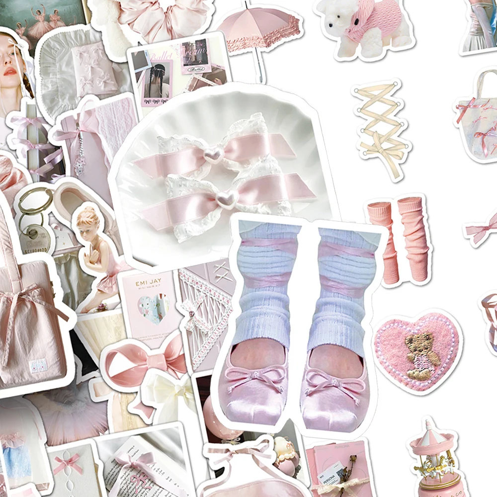 

10/30/50/100pcs Ins Cute Pink Ballet Girl Stickers Aesthetic Decals DIY Phone Water Bottle Guitar Diary Waterproof Sticker Pack