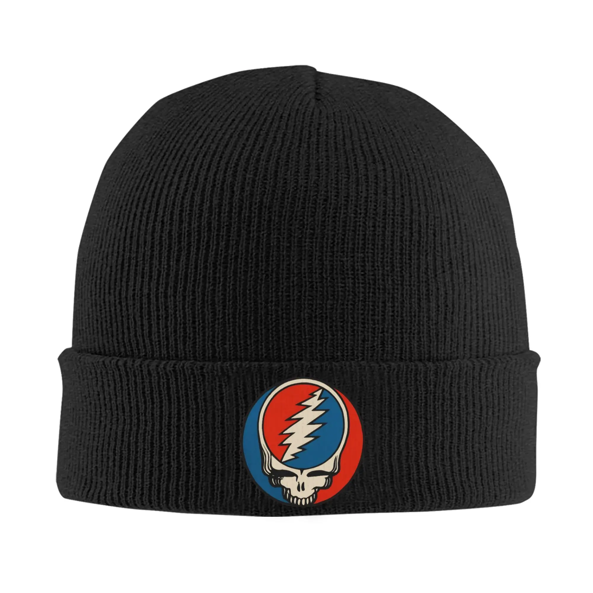 

Grateful Dead Skull Blue And Red Knit Hat Beanie Hats Kpop Warm Soft Men Women Bonnet Hats Spring Graphic Retro Caps Gift