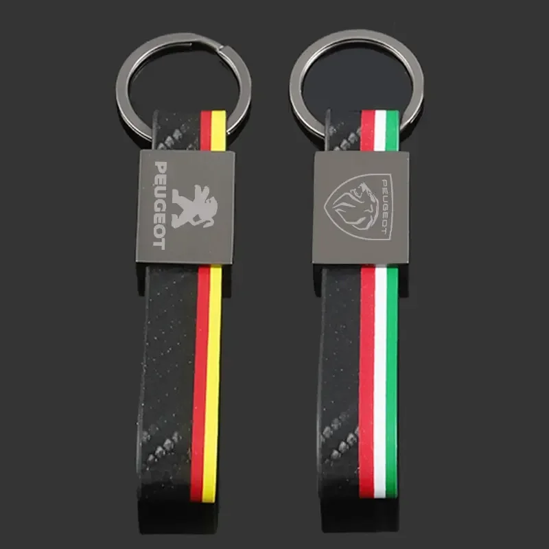 Leather Car Keychain Key Ring Holder Gift Pendant for Peugeot 107 108 206 208 301 306 307 308 407 408 508 2008 3008 4008 5008