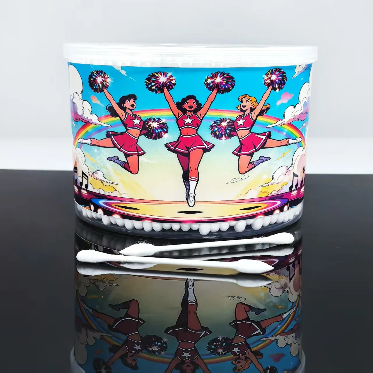 500개 창의적인 치어리딩 테마 면봉, 성인 및 일상 청소용 이중 끝 멀티 목적 면봉