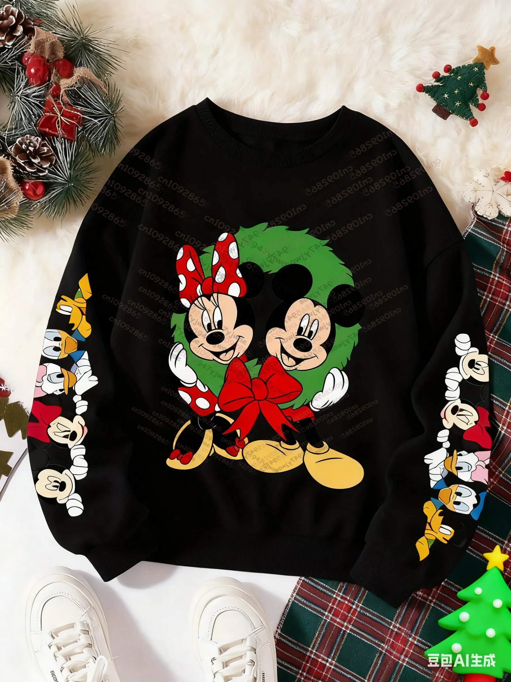 

New Antumn/Winter Christmas Mickey Pattern Long Sleeved Hoodie Families Festive Atmosphere Gift Boys Girls Men Women Sweatwear