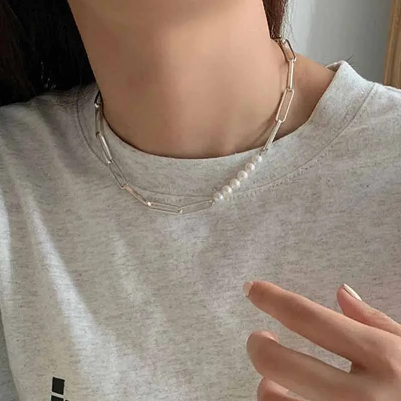 New Necklace 2024 Pearl Choker Necklaces for Women Hip-hop Clavicular Chain Necklace Fashion Jewelry Accessories Collares