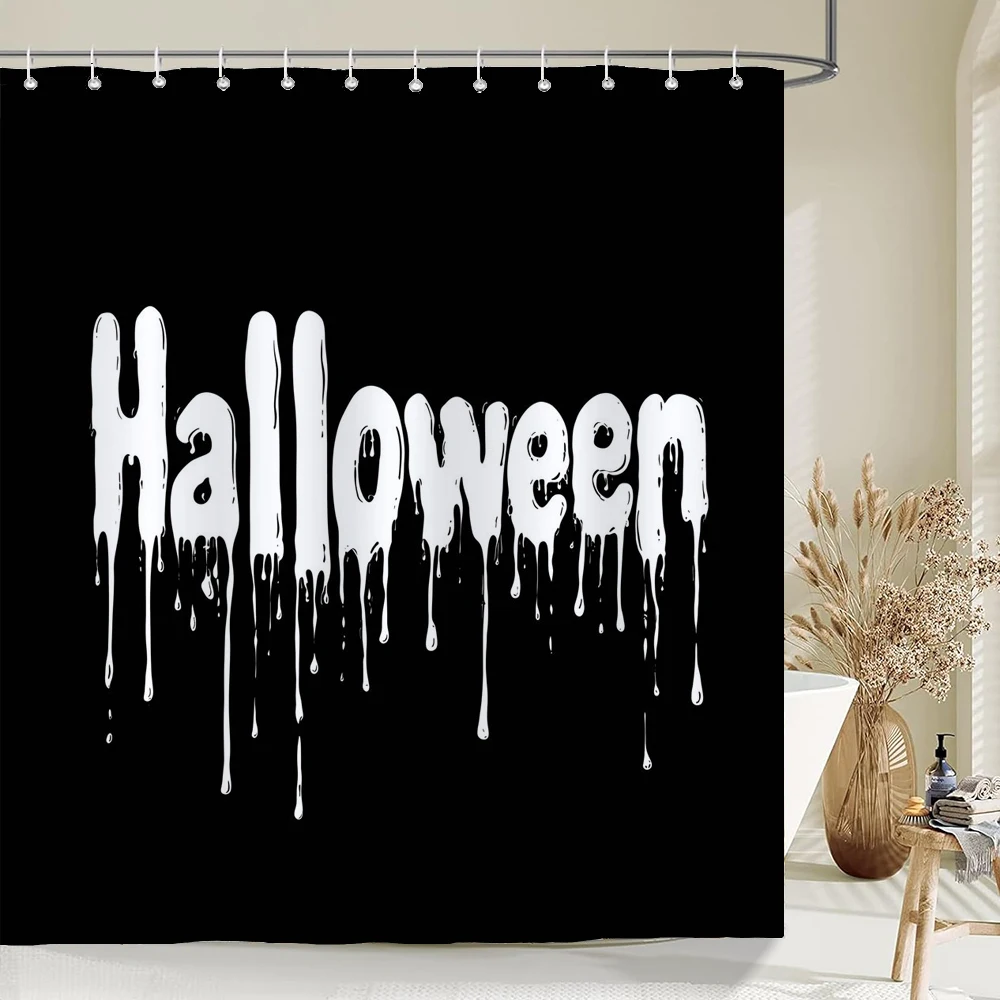 

1PC Halloween Shower Curtain All Saints Day Bathroom Curtain Polyester Fabric Bathtub Curtain with Hooks for Bathroom Decor