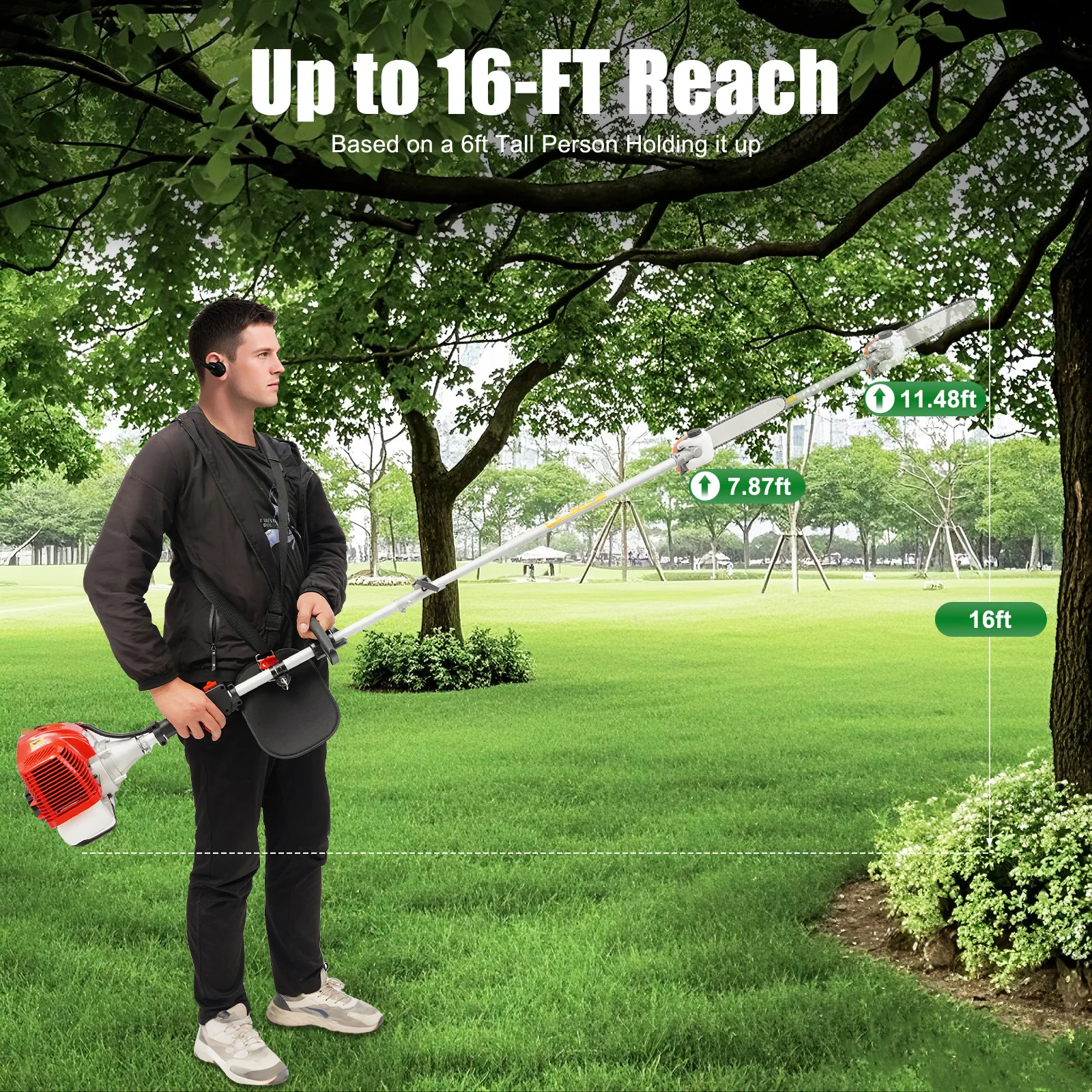 Pruning Chain Saw Tree Branch Pruner Red Manganese Steel Aluminum Nylon Manual Start