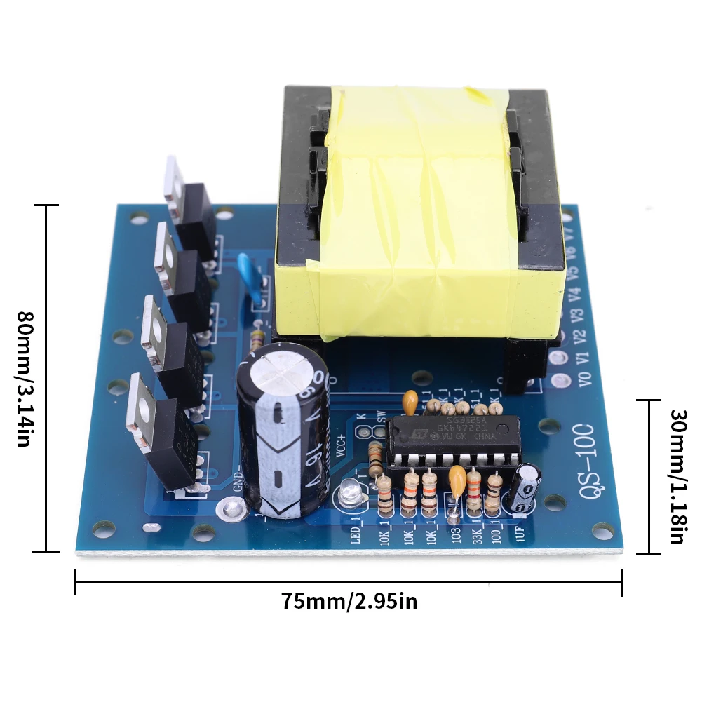 Placa de refuerzo inversor de 500W, 20KHZ, CC de 12V a CA 220V, placa de alimentación de transformador, módulo elevador de inversor de onda cuadrada de 0,35a