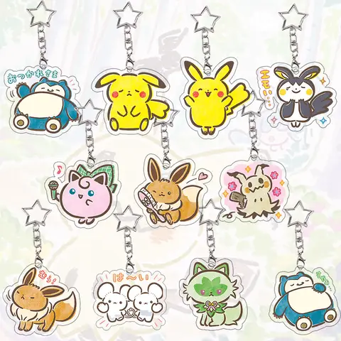 Snorlax Wigglytuff Eevee Acrylic Keychain Kawaii Pachirisu Hot Style Pendant Bag Decoration Popular Models Chain Charms Gift