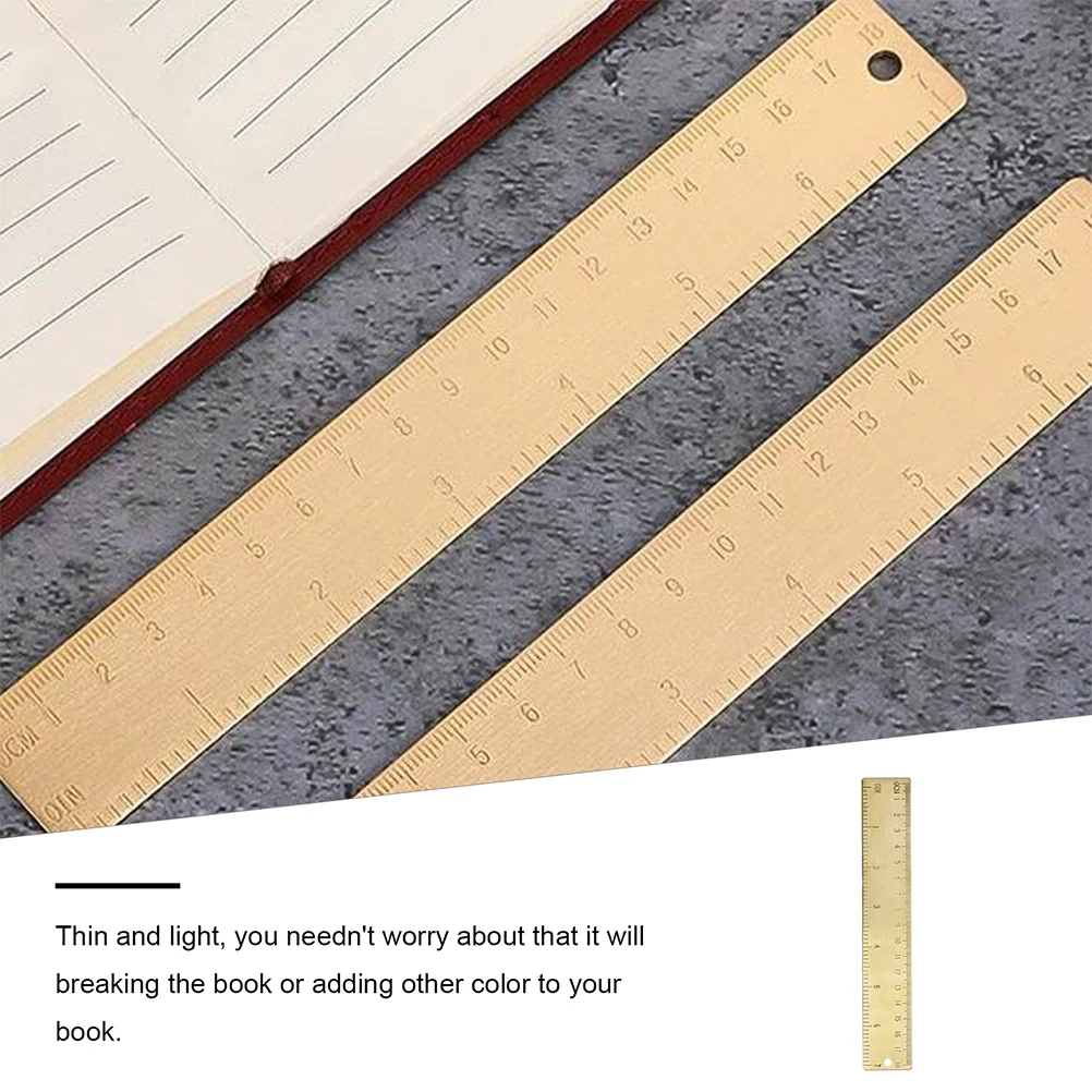 Brass Straight Ruler 15Cm Double Scale Measuring Tool Bookmark For Drawing Drafting Supplies Retro Metal Gold Ruler Instrument