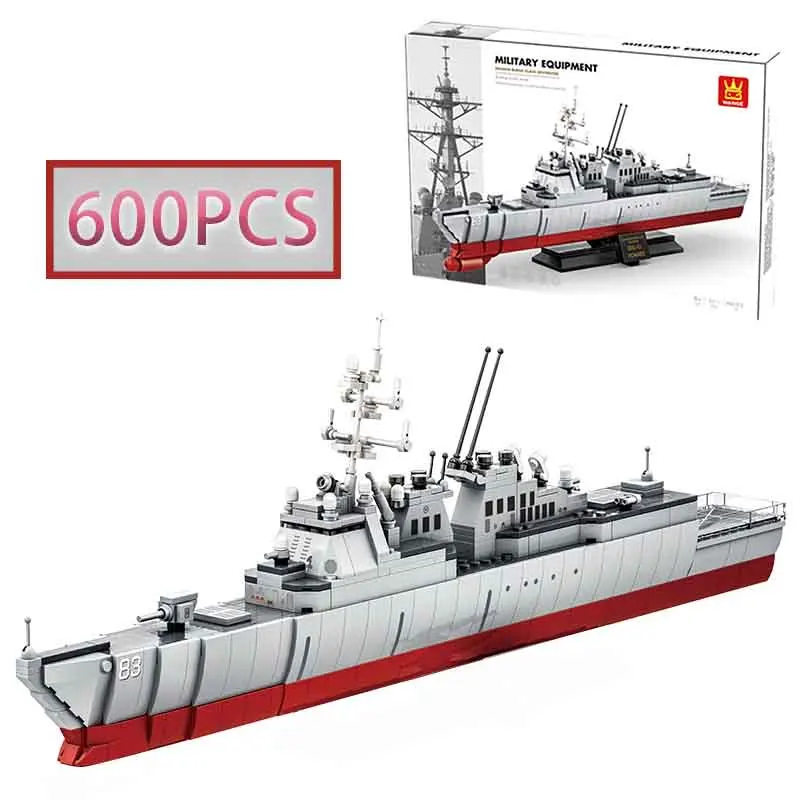 

MOC 600PCS Creative Military Arleigh Burke Class Destroyer Model Building Blocks Assembly DIY Children's Puzzle Toy Gift