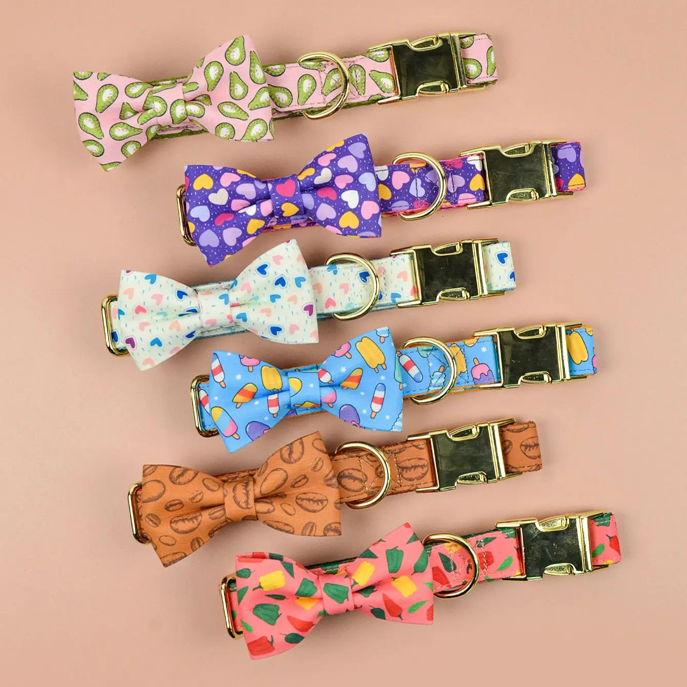 1 Pcs Thanksgiving Christmas Gifts for Dog High Quality Cute Pet Collar With Bow Tie Double Side Printed  Necklace Dog Cat