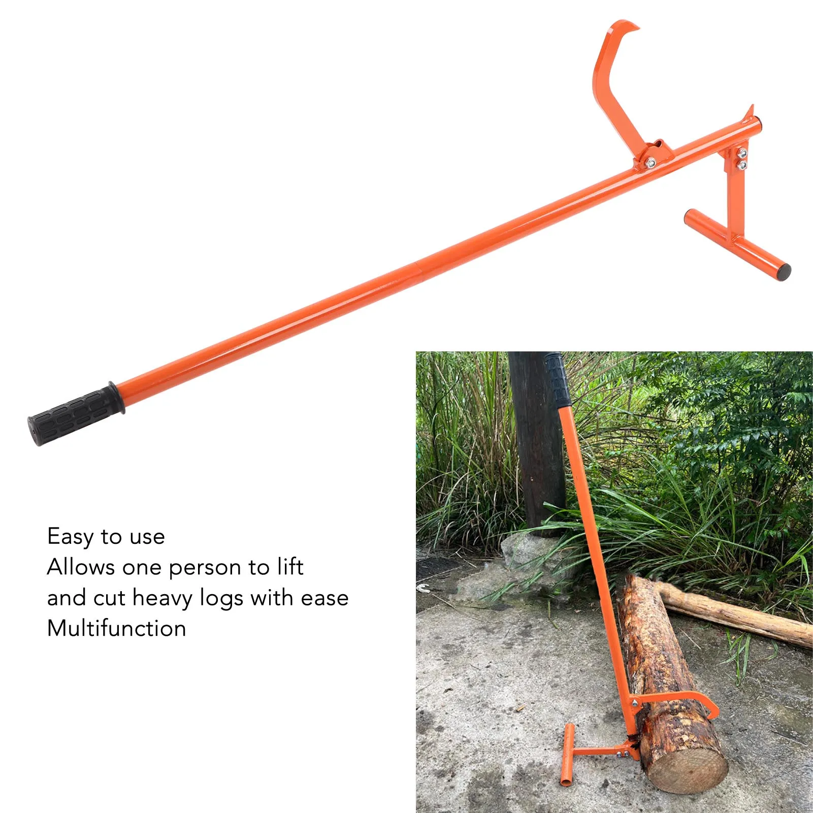 Log Lifter 51in Steel Rainproof Log Roller Cant Hook Jack Tool for Transportation