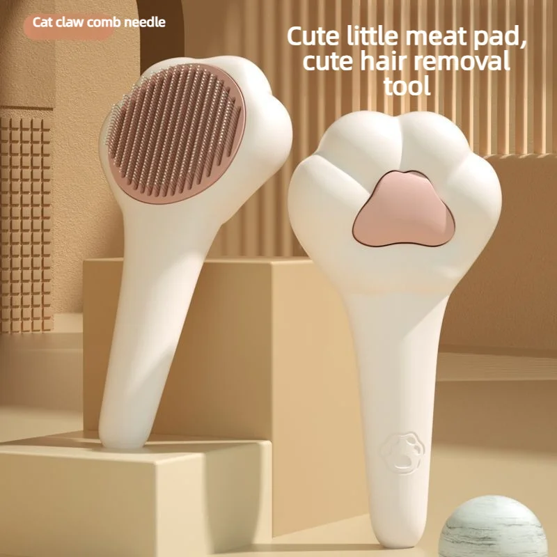 Cute Cat Paw Comb One-Click Deshedding Pet Massage Brush Cat Hair Remover Dog Grooming Tool
