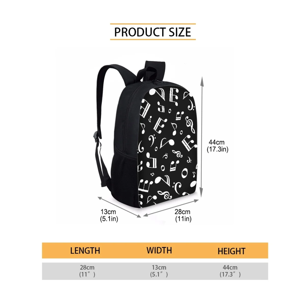 Black School Bag For Gilrs Boys Cute Music Note Print Orthopedic Kids Backpack Children Book Bags Student Bookbags Mochila