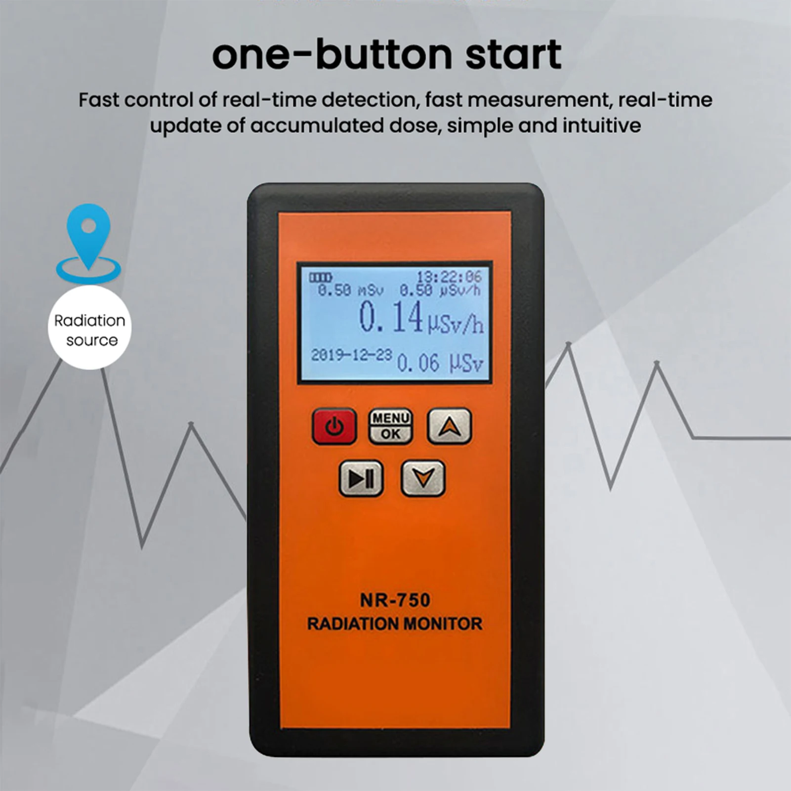 NR-950 Detector de radiación Nuclear portátil de mano pantalla LCD probador radiactivo doméstico contador Geiger detección de rayos X β Y