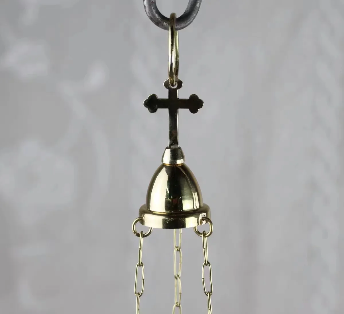 Catholic Jesus Cross Brass Eucharist Lamp Wall Mounted Hanging Chuch Hanging Candle Holder Mass Supplies